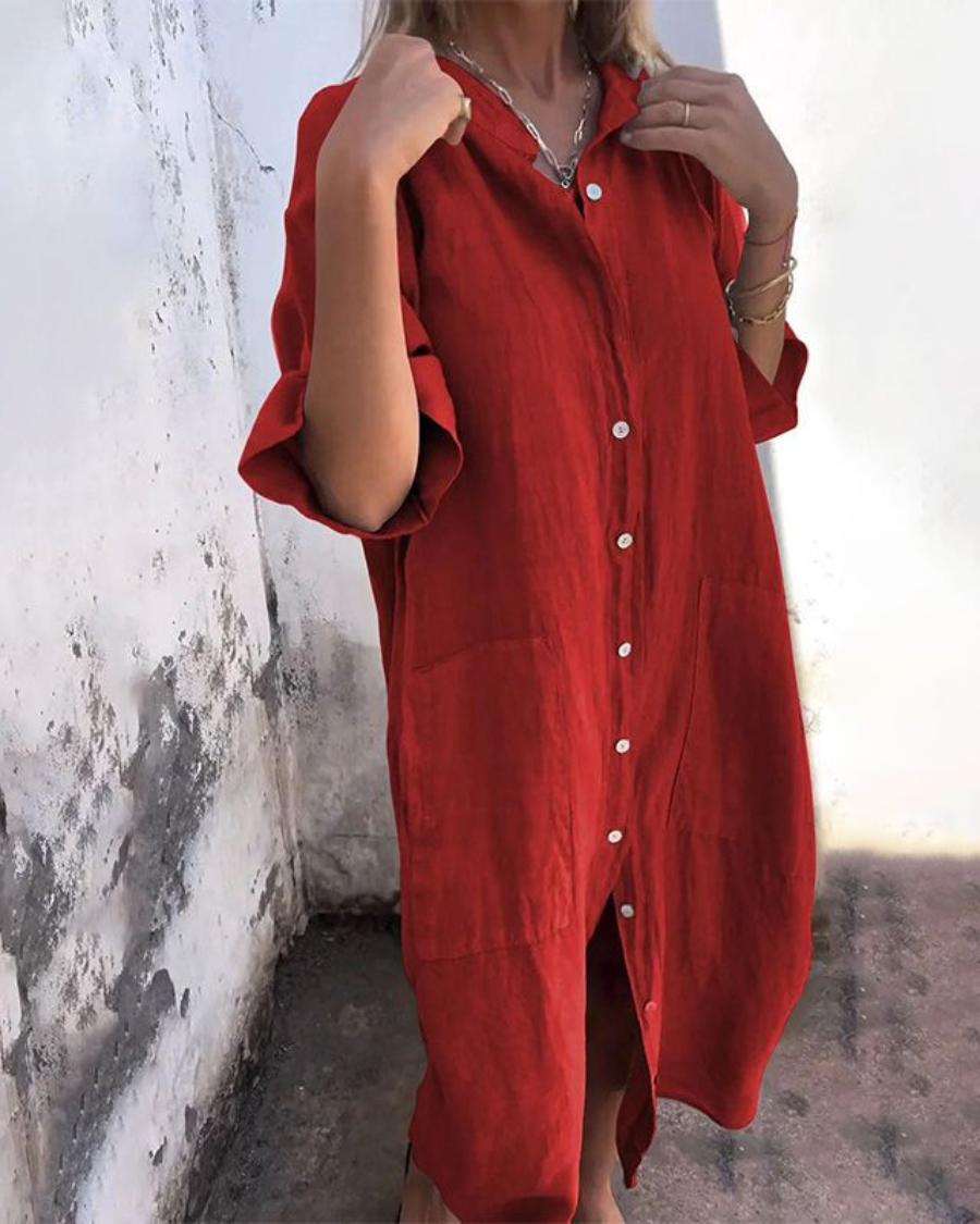 MELANY - IBIZA STYLE CASUAL SHIRT DRESS IN KNEE LENGTH