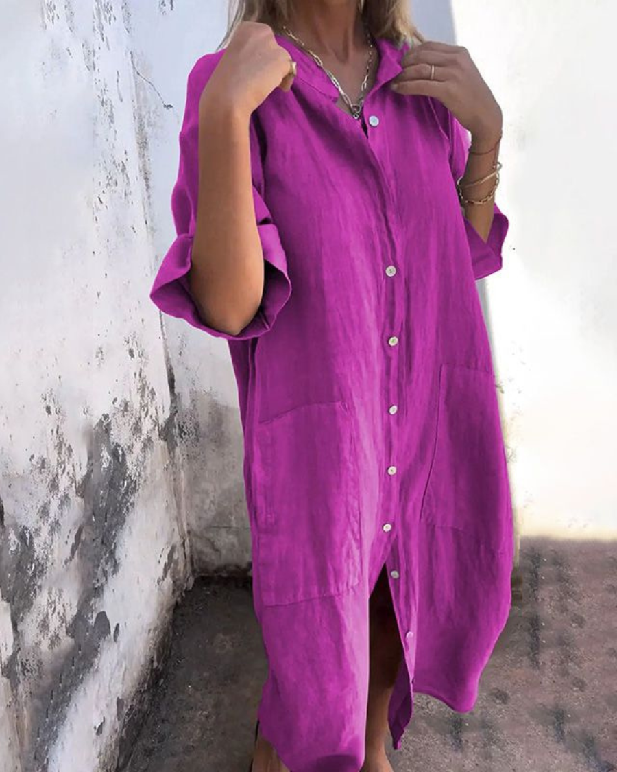 MELANY - IBIZA STYLE CASUAL SHIRT DRESS IN KNEE LENGTH