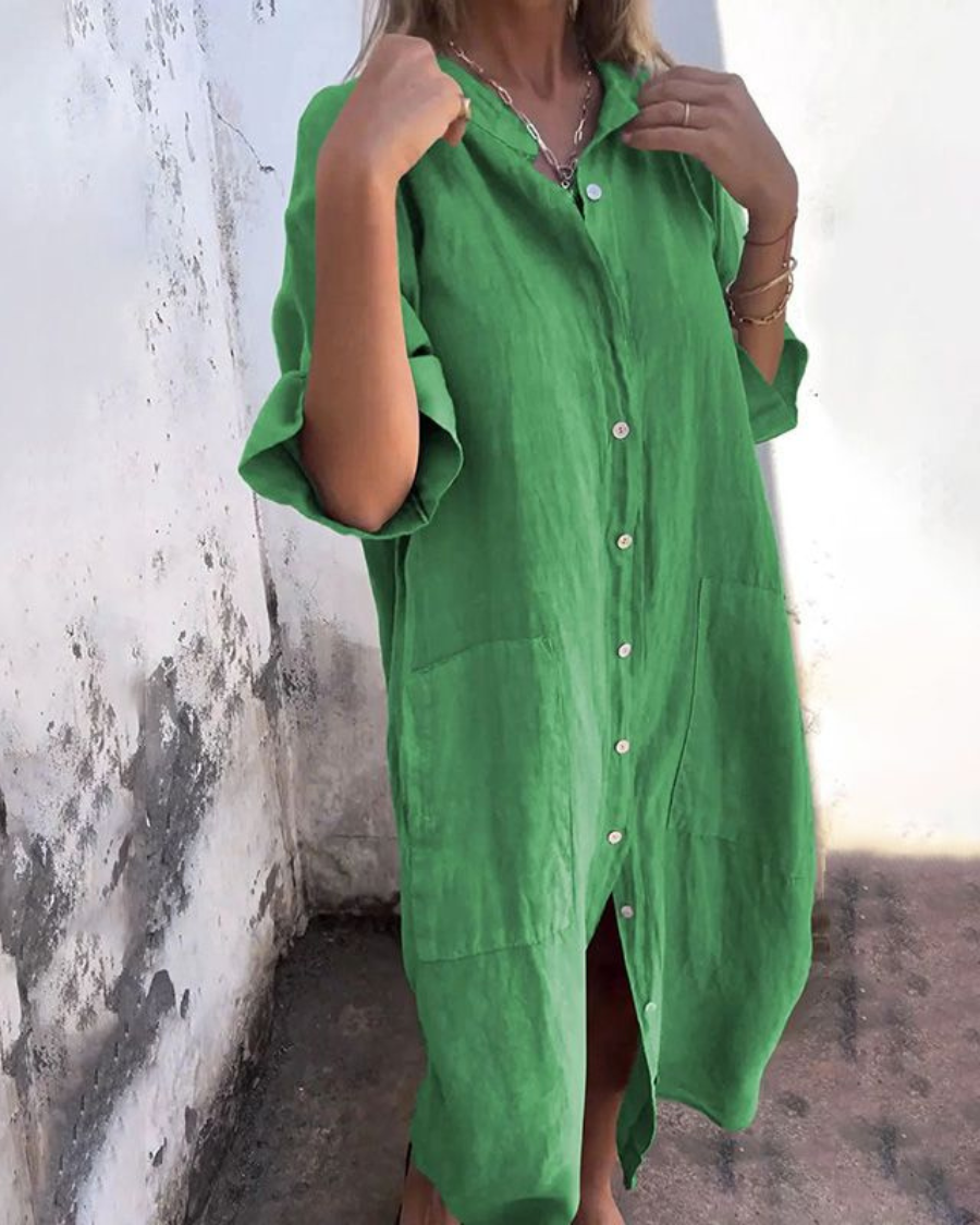 MELANY - IBIZA STYLE CASUAL SHIRT DRESS IN KNEE LENGTH