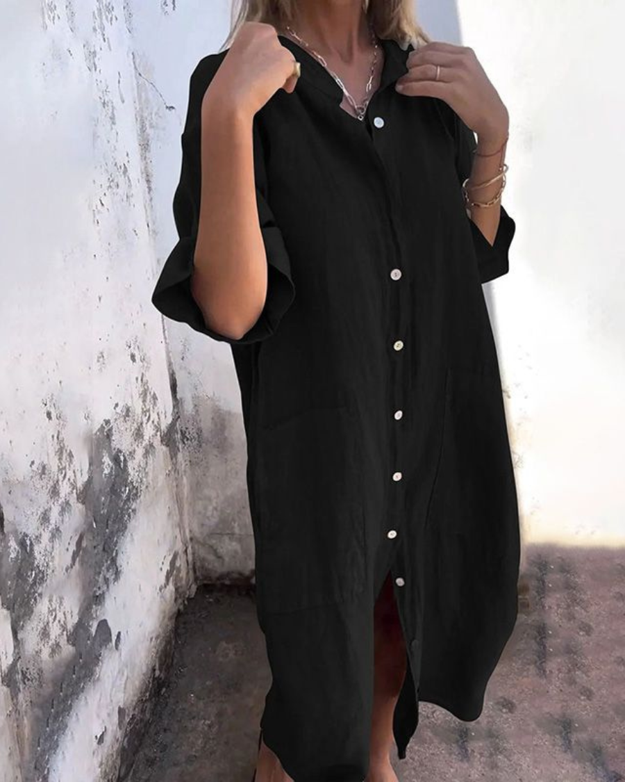 MELANY - IBIZA STYLE CASUAL SHIRT DRESS IN KNEE LENGTH